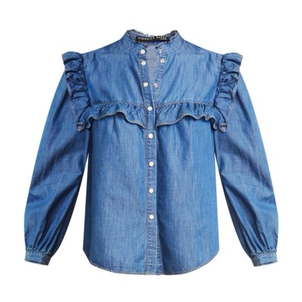 VERONICA BEARD
Tes Ruffled Denim Button Down (T2) - Picture 4 of 9
